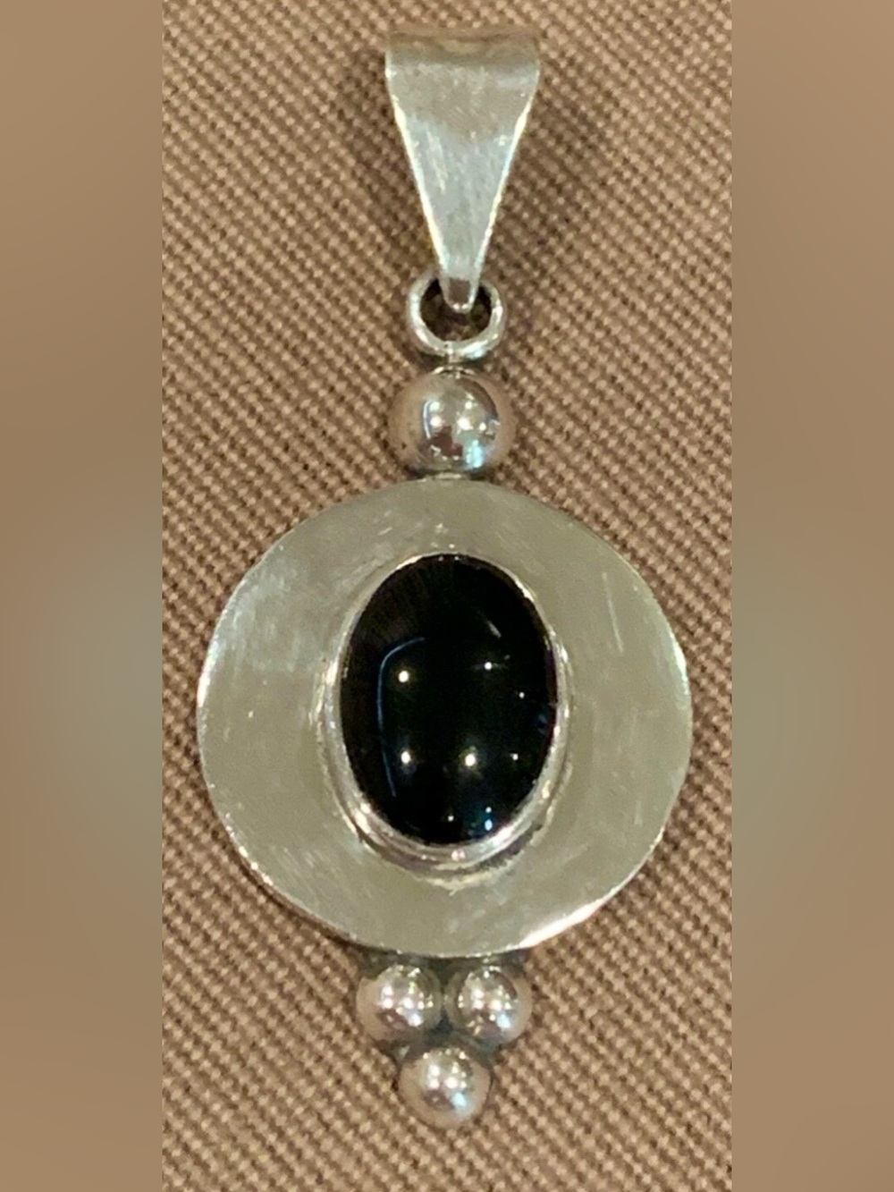 Vintage Sterling Silver 925 Mexico and Onyx Pendant